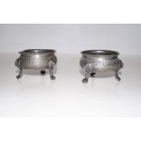 Pair of early pewter salts