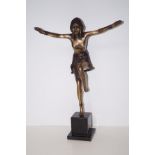 Art deco style bronze figure on marble base, heigh