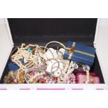 Case containing assorted costume jewellery
