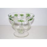 Art nouveau glass pedestal bowl with peacock patte