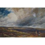 Large Victorian oil on canvas farming scene. Unsig