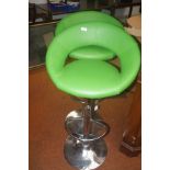 Pair of green and chrome breakfast table chairs