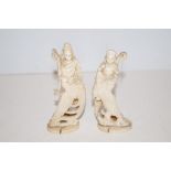 Two oriental ivory figures- Height: 14cm