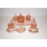 1930's dressing table set in peach