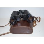 Pair of Russian field glasses in leather case