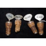 4x Early bottle stoppers - Gin - Rum - Whisky - Br