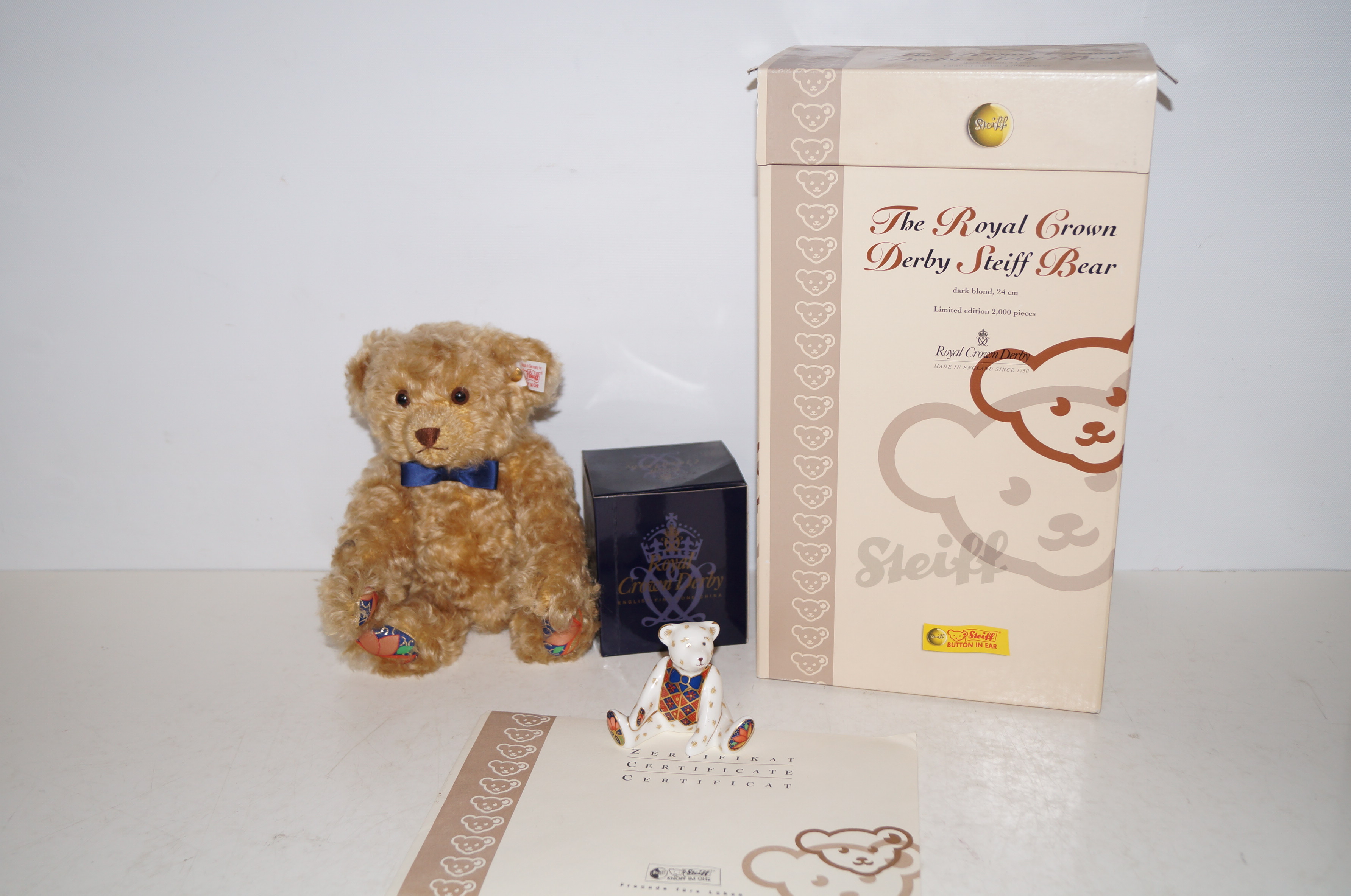 Royal Crown Derby Steiff bears - One ceramic and o
