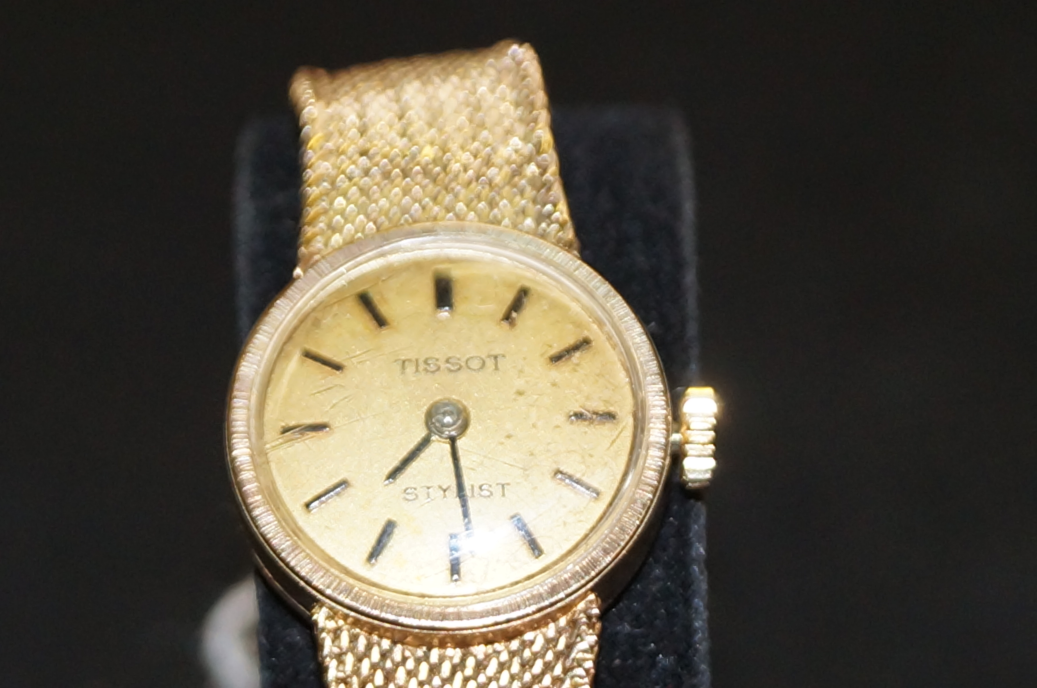 9ct gold strap/cased ladies Tissot Stylist wristwa