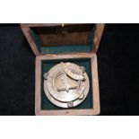 Brass sundial and compass, boxed J H Steward Ltd