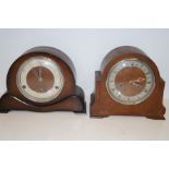 Two oak mantle clocks