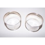 Pair of silver napkin rings, Birmingham 1924