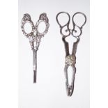 Pair of silver and steel Victorian scissors togeth