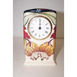 Moorcroft mantel clock in the Anna Lily pattern, h