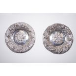 Pair of Gorham silver pin dishes, diameter 7.5cm