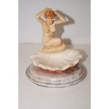 Ceramic nude figure on a marble base- Height: 17cm