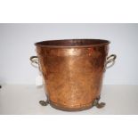 Copper coal bucket together with a jam pan and one