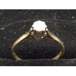 9ct Gold ring with small solitaire diamond. Size N