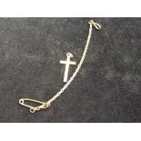 9ct gold cross pendent with a yellow metal chain