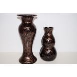 2 art glass vases