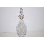 Crystal wine decanter with Birmingham hallmarked s