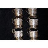 Set of six silver glass holders (Weight: 305g)