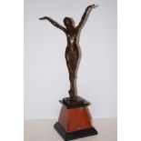 Bronze Art Deco style dancer 54cm high on marble b