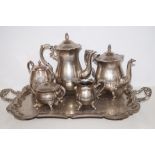 Silver plated tea set with tray