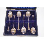 Cased set of six silver Edwardian teaspoons, Birmi