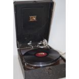 HMV vintage gramophone with records