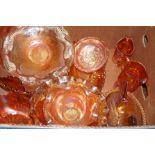 Group of carnival glass to include fruit bowl, egg