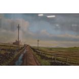 Framed pastel, rural scene, signed Burke