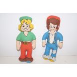 Pair of vintage Bisto kids rag dolls, for the NSPC