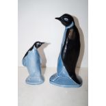 Two Pool pottery penguins (Largest: 23cm)