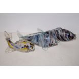 Three murano glass fish