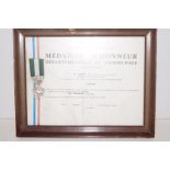 French Medal of Honour framed