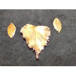 Leaf pin brooch with matching earrings