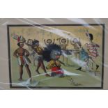 Cartoon style print 'Golly Hunting Scene'