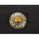 Silver and hard stone Scottish brooch