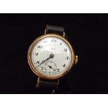 Military 9ct Gold cased Pidducck Hanley wristwatch