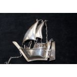 Sterling silver junk. Height 10cm. Weight 57 grams