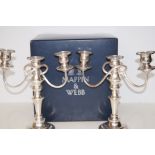 Pair of Mappin & Webb silver plated candelabra