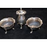 Silver three piece condiment set