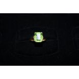 9ct Gold ring with emerald cut gem stone. Size O