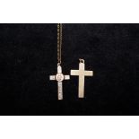 2 9ct Gold cross pendents with one chain