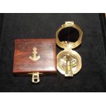 Boxed brass compass Stanley Compass