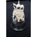 Carved ivory elephant mounted, pre 1947. Height 9c