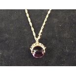 9ct Gold chain and pendent, possibly an amethyst
