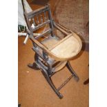 Early 20th century metamorphic child's high chair
