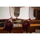 Pair of ceramic lamps with shades