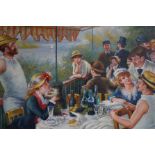 Large oil on canvas cafe scene signed LA Rose 92x8